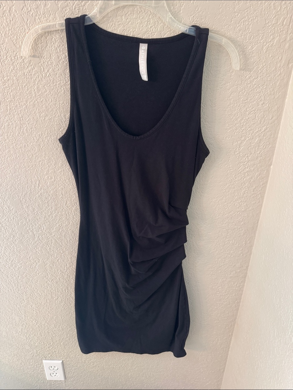 Athleta Black Sleeveless Ruched Tank Dress